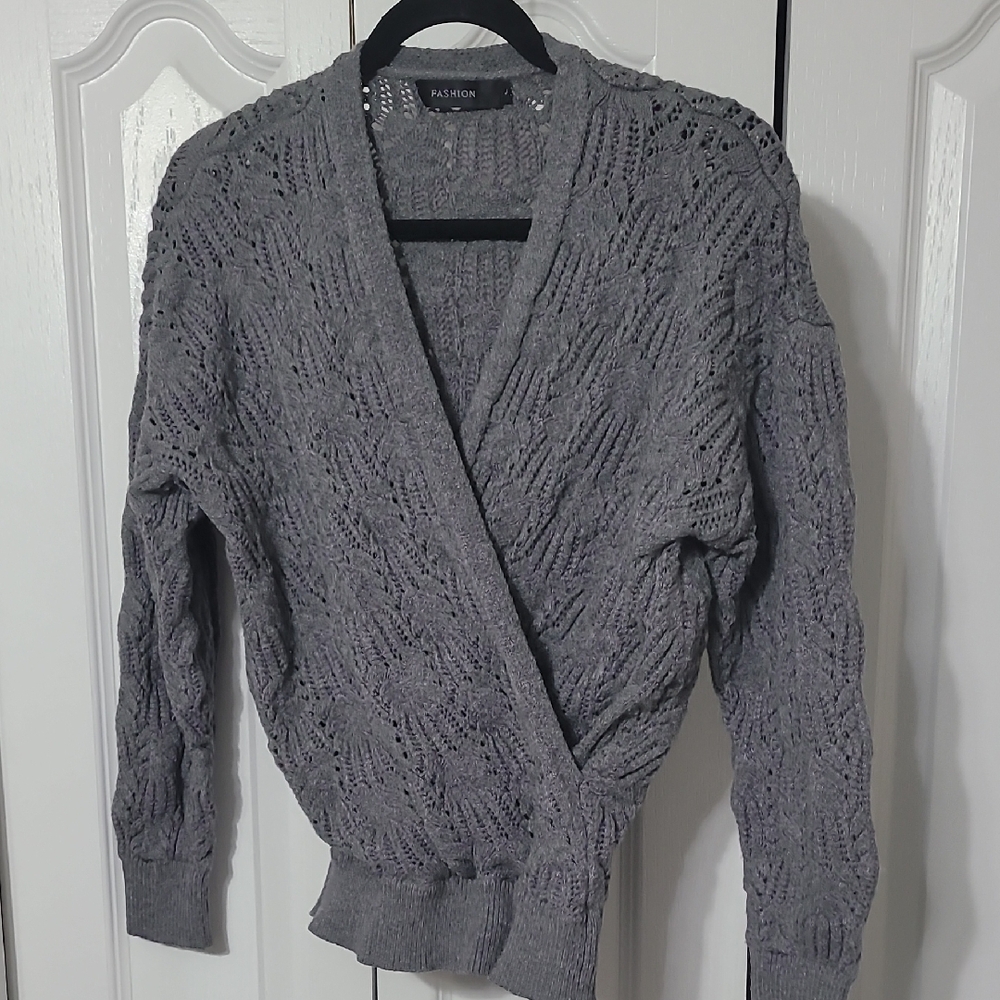 Fashion Bug Gray V-Neck Sweater